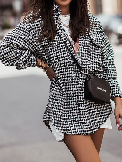 Houndstooth Dropped Shoulder Jacket