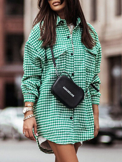 Houndstooth Dropped Shoulder Jacket
