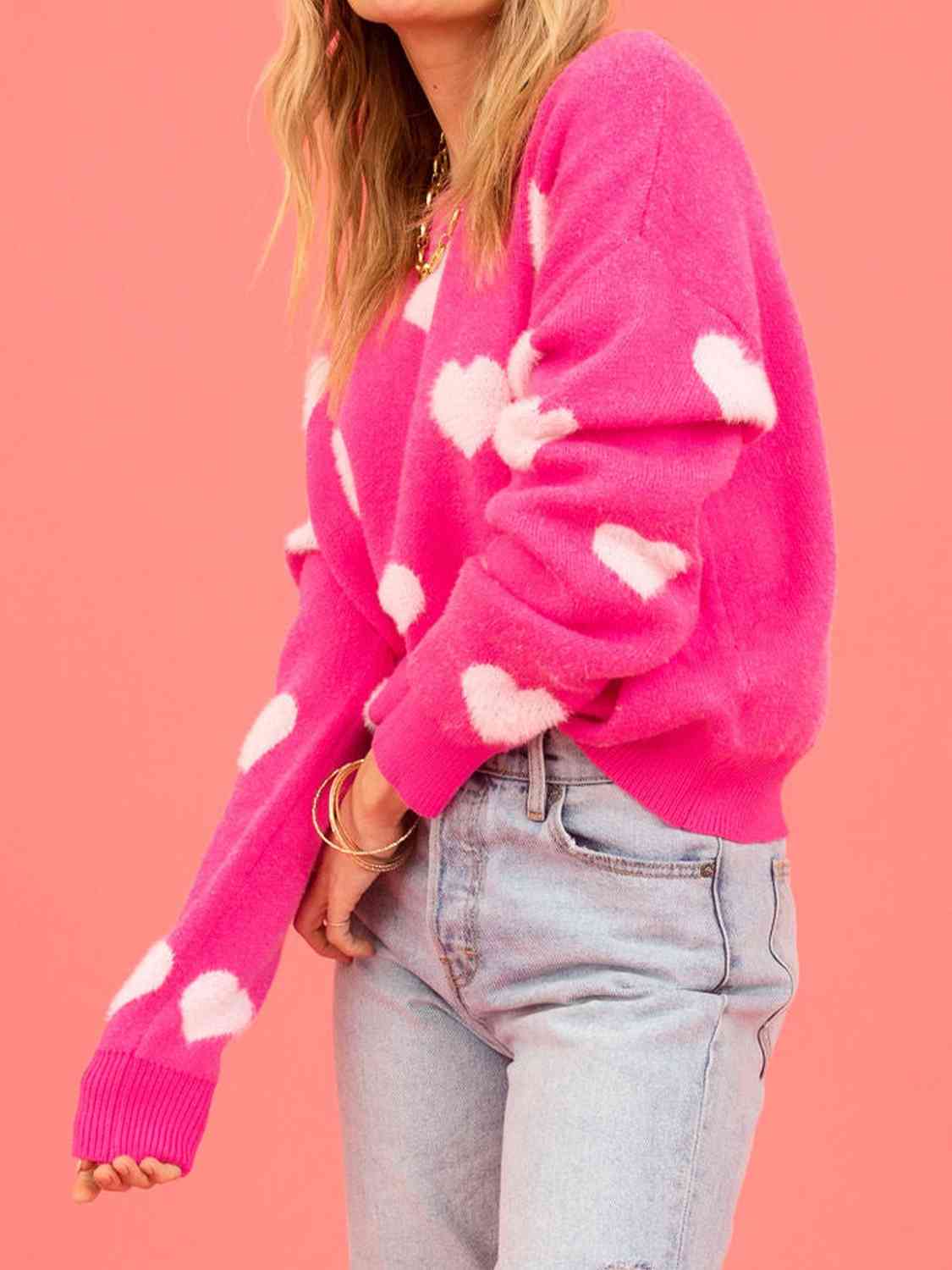 Hot Pink Heart Sweater
