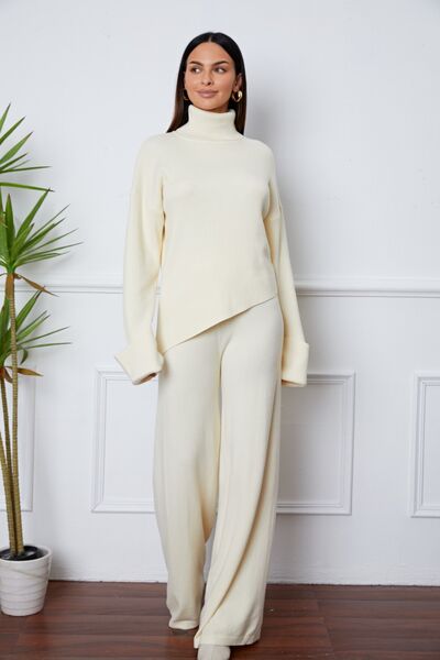 Turtleneck Asymmetrical Sweater Set