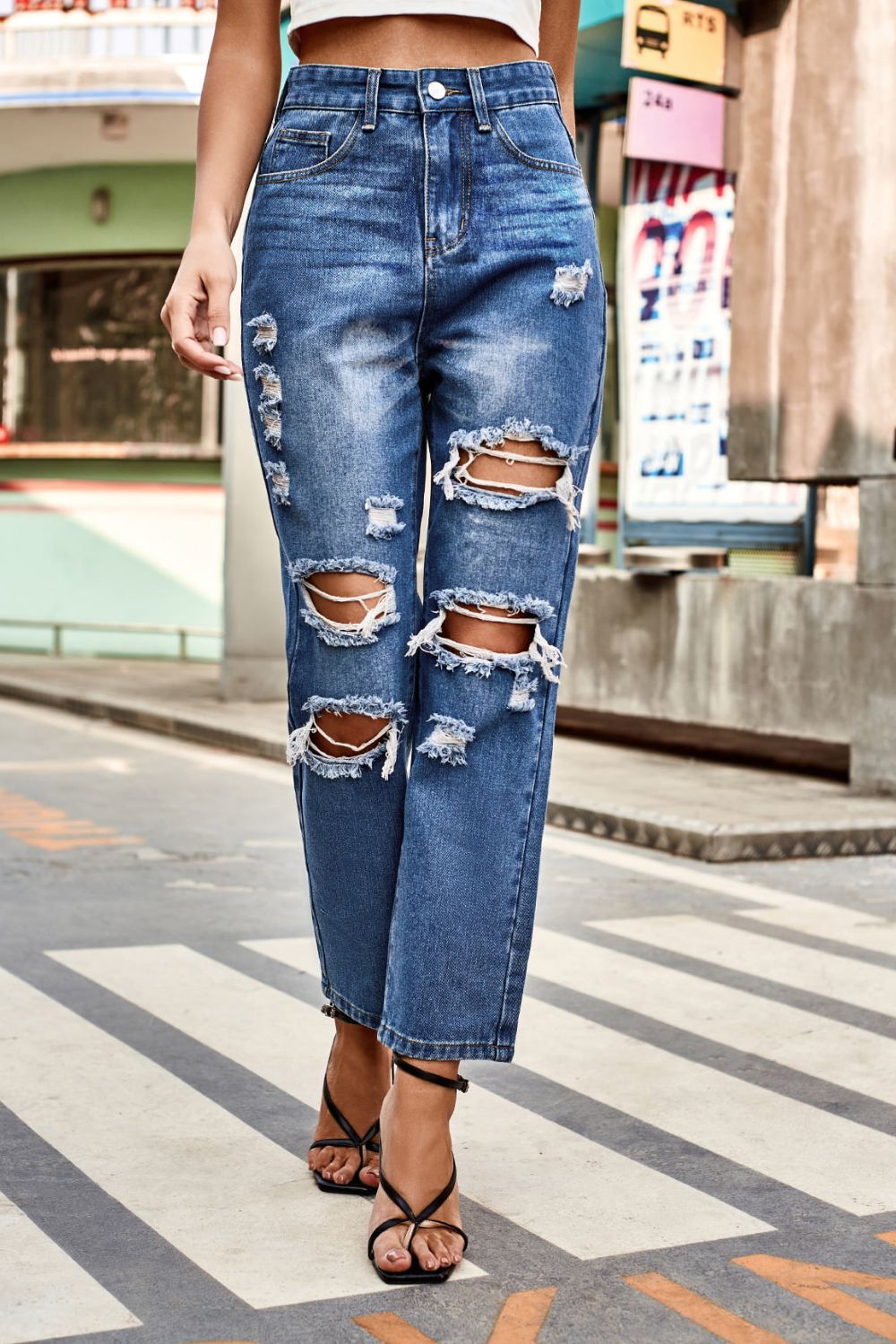 Super Distressed Mom Jeans