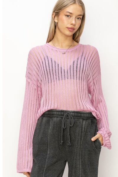 Pink Ribbed Knit Top
