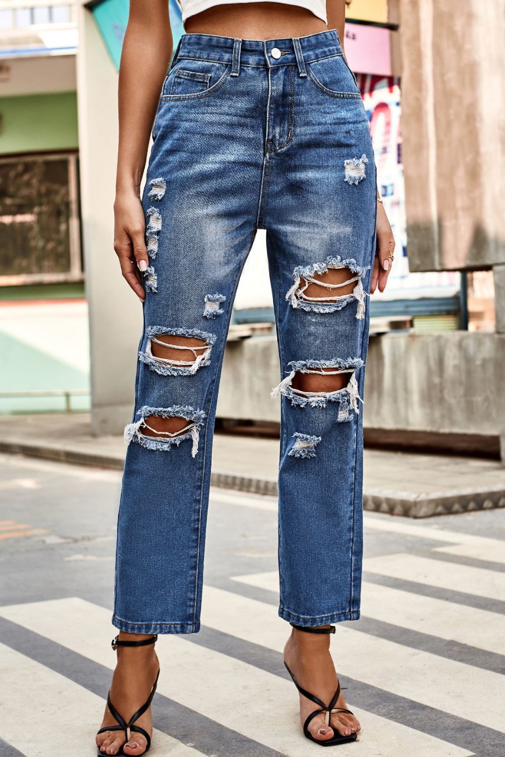 Super Distressed Mom Jeans