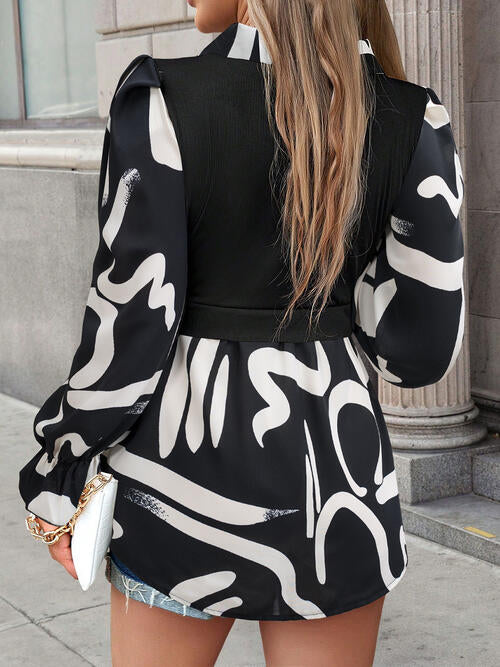 Contrast Print Blouse