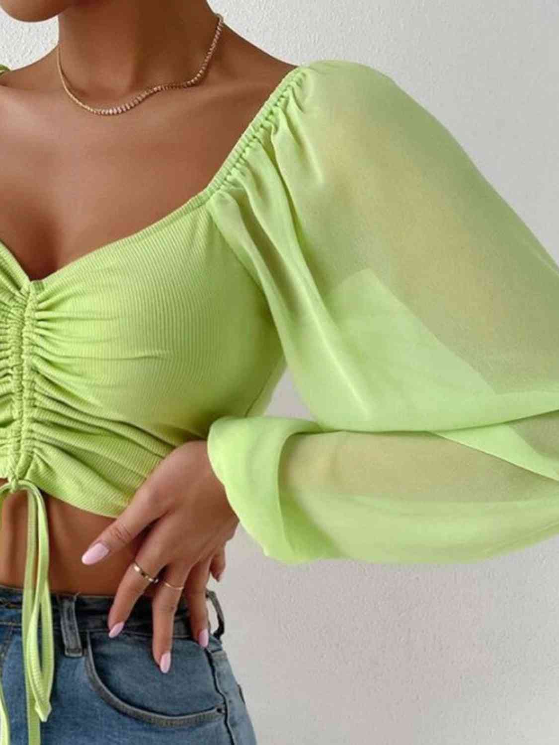 Drawstring Sweetheart Cropped Top
