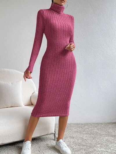 Turtleneck Midi Sweater Dress