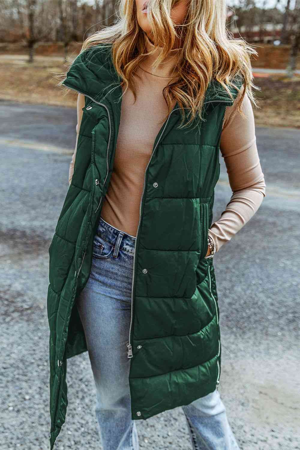 Longline Hooded Puffer Vest