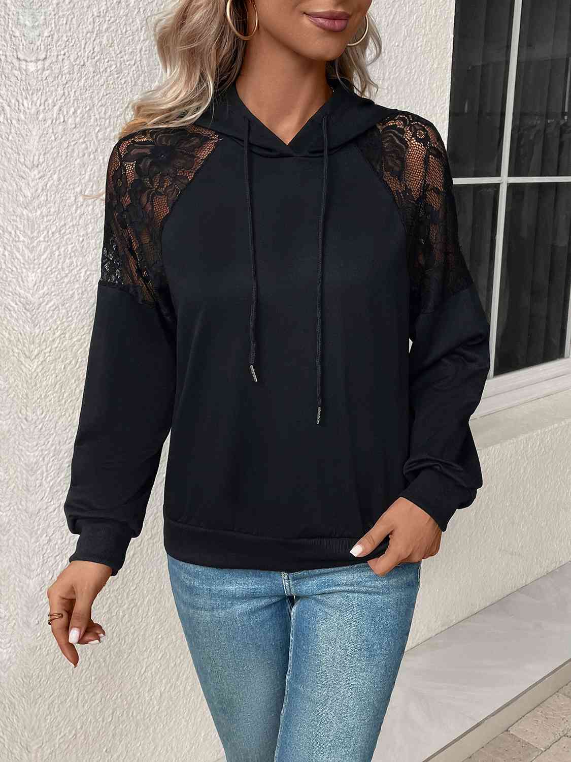 Lace Shoulder Hoodie