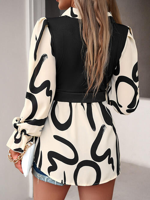 Contrast Print Blouse