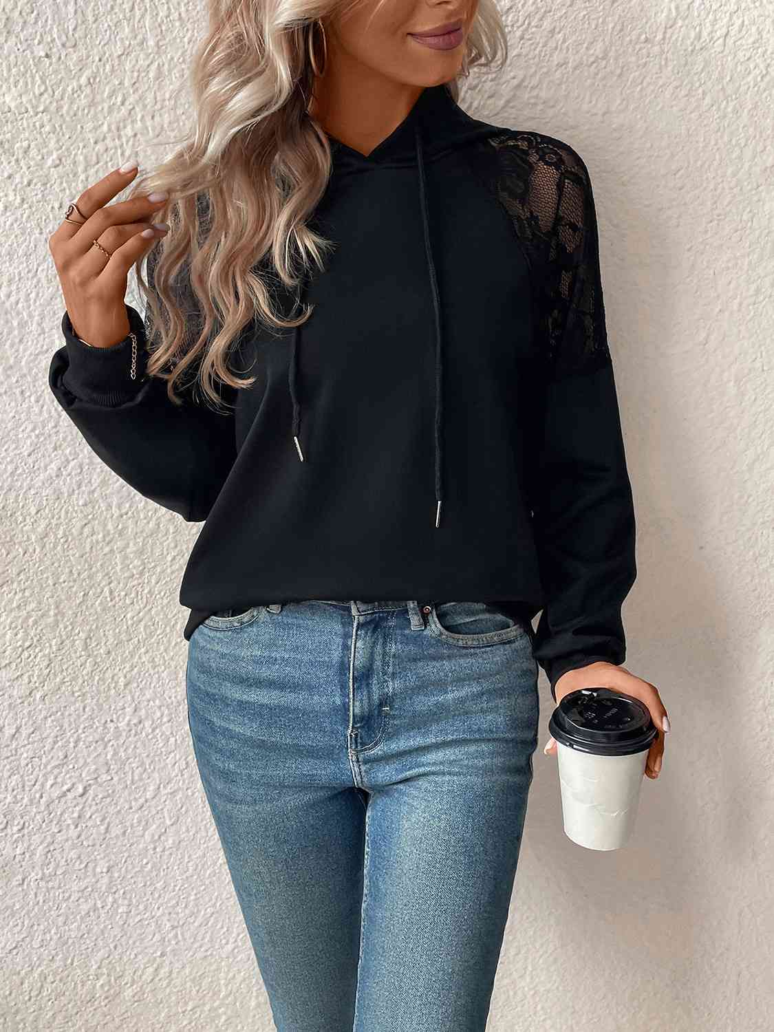 Lace Shoulder Hoodie