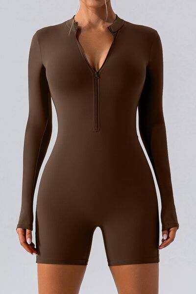Half Zip Long Sleeve Romper