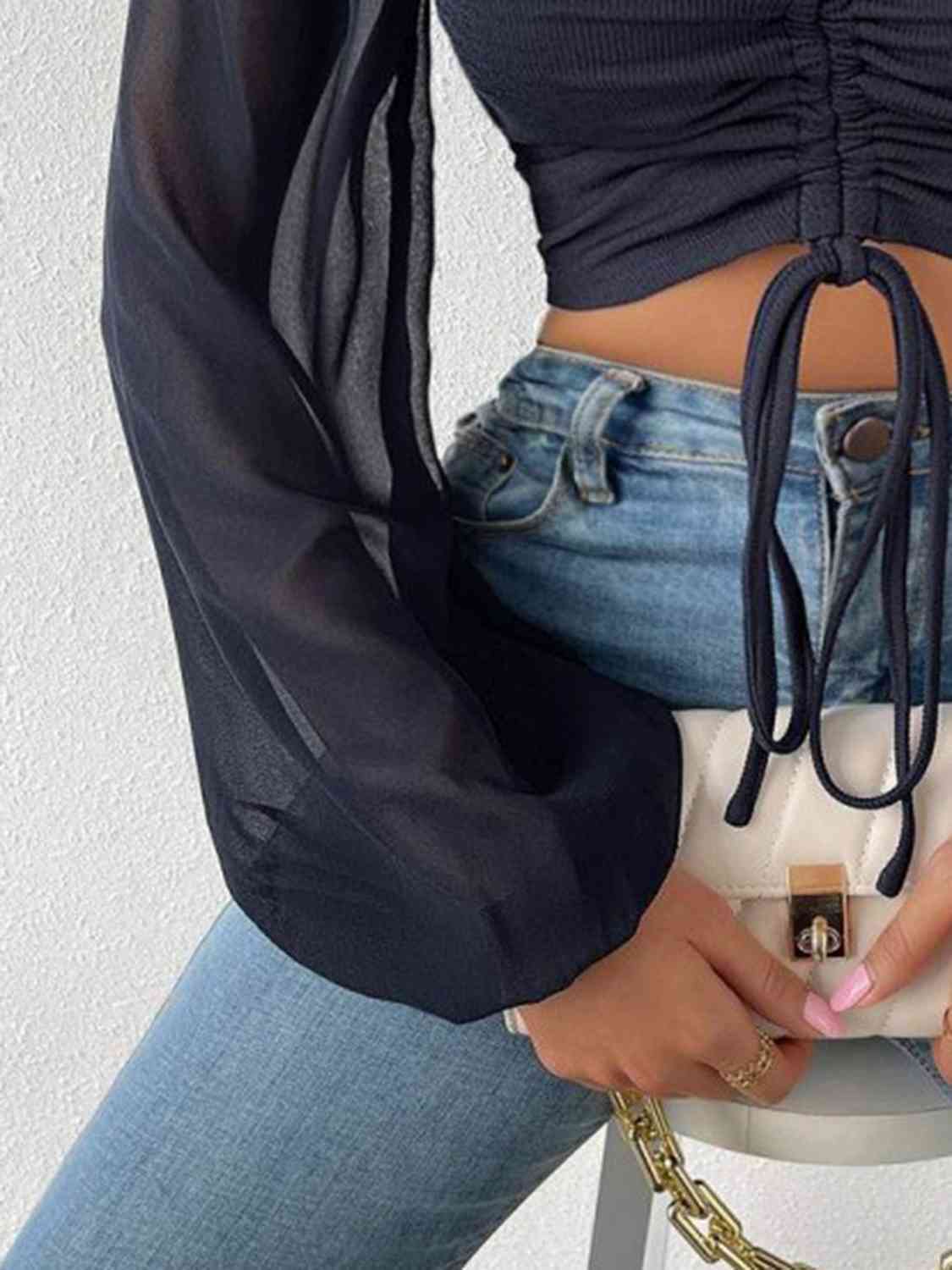 Drawstring Sweetheart Cropped Top