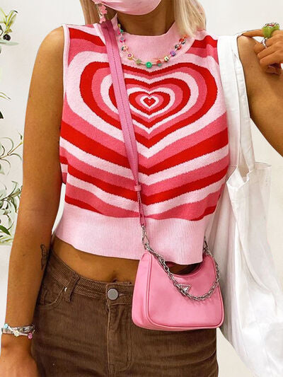 Swirled Heart Sweater Vest Top