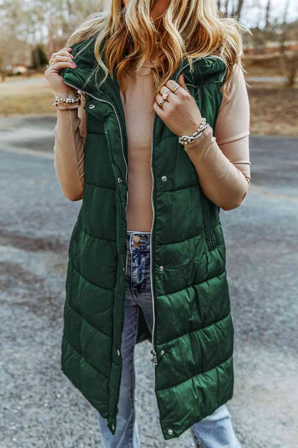 Longline Hooded Puffer Vest