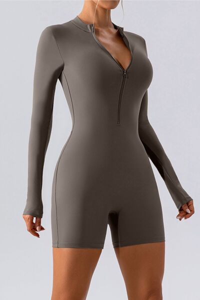 Half Zip Long Sleeve Romper
