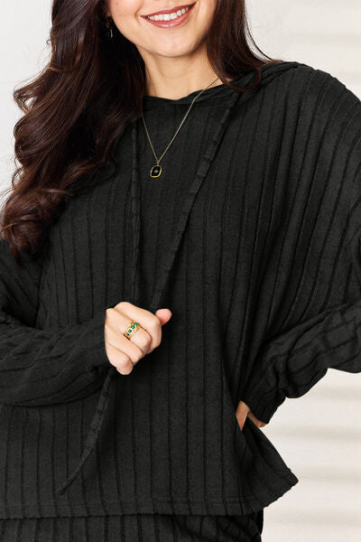 Ribbed Hoodie and Pants Set