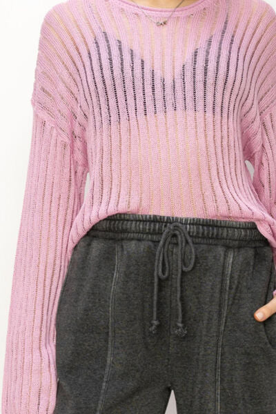Pink Ribbed Knit Top