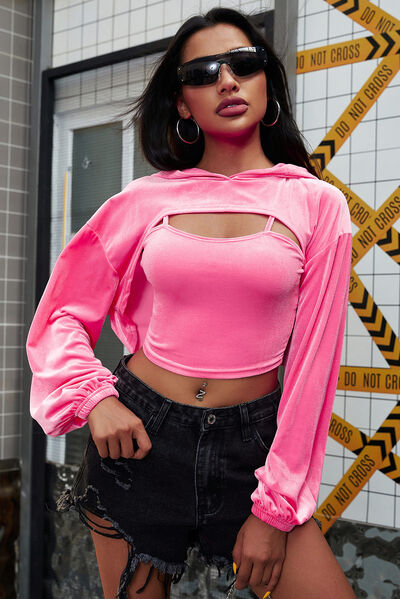 Cami and Dropped Shoulder Hoodie