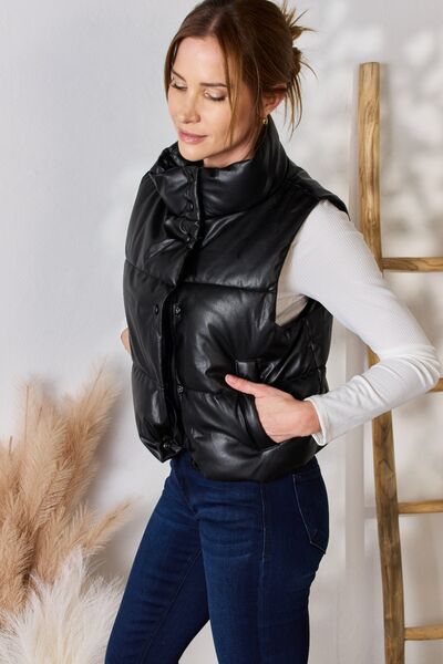 Faux Leather Vest Jacket