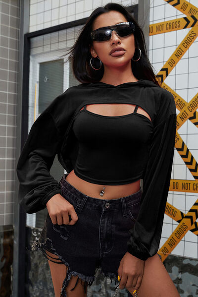 Cami and Dropped Shoulder Hoodie