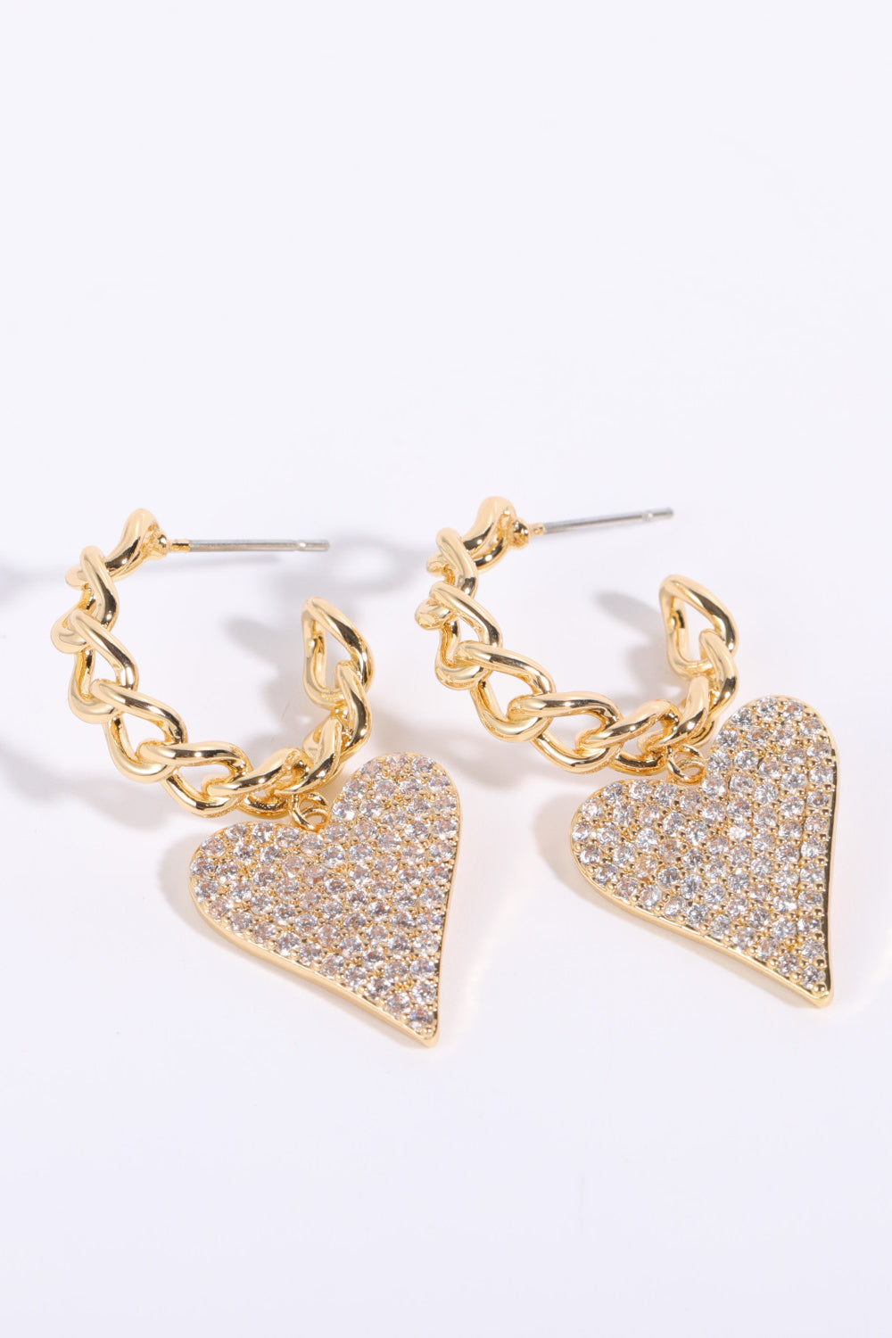 Heart C-Hoop Drop Earrings