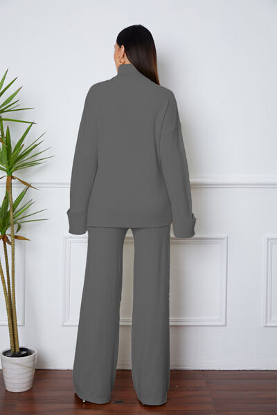 Turtleneck Asymmetrical Sweater Set