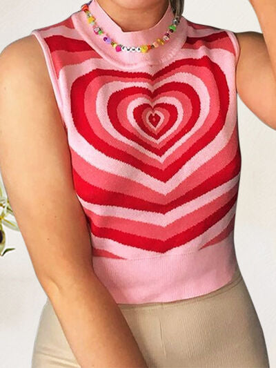 Swirled Heart Sweater Vest Top