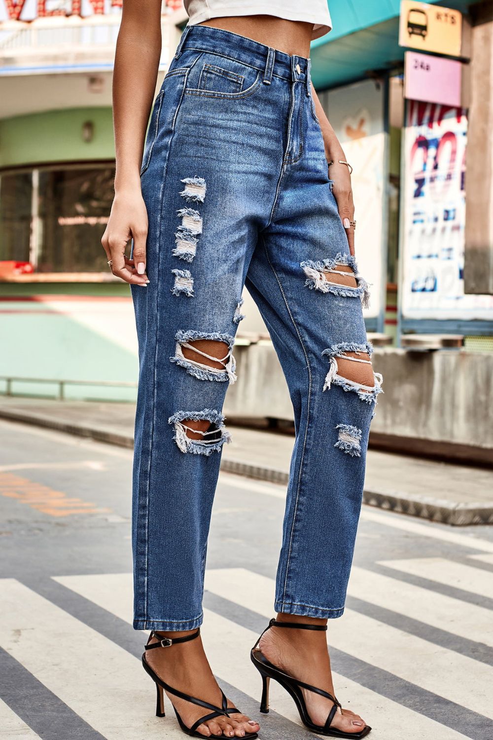 Super Distressed Mom Jeans