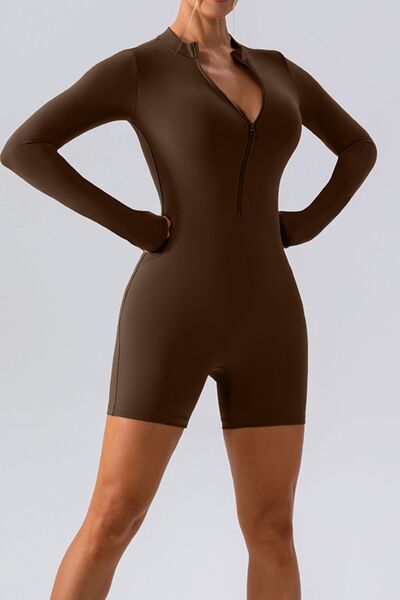 Half Zip Long Sleeve Romper
