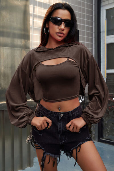 Cami and Dropped Shoulder Hoodie