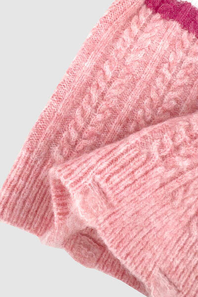 Cable-Knit Striped Sweater