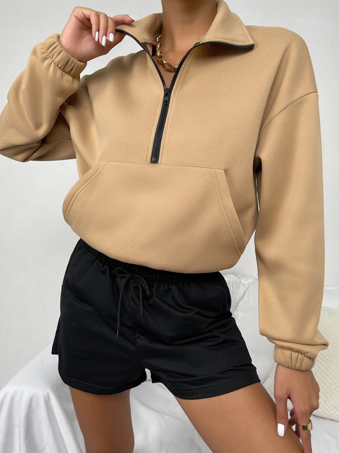 Half-Zip Collared Sweatshirt
