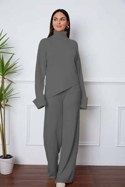 Turtleneck Asymmetrical Sweater Set