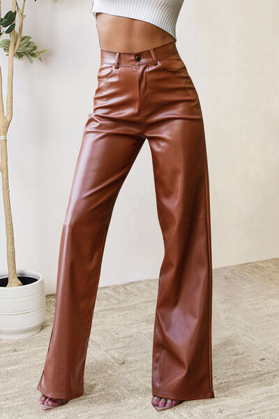 High Waist Faux Leather Pants
