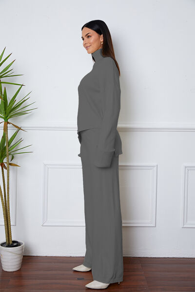 Turtleneck Asymmetrical Sweater Set