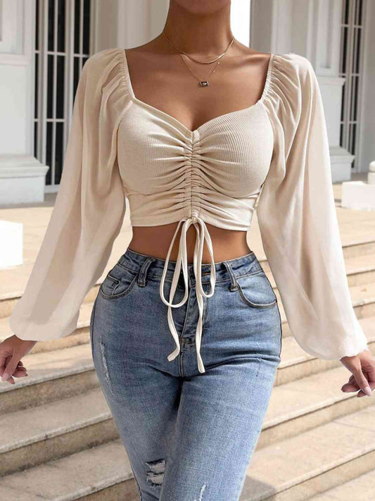 Drawstring Sweetheart Cropped Top