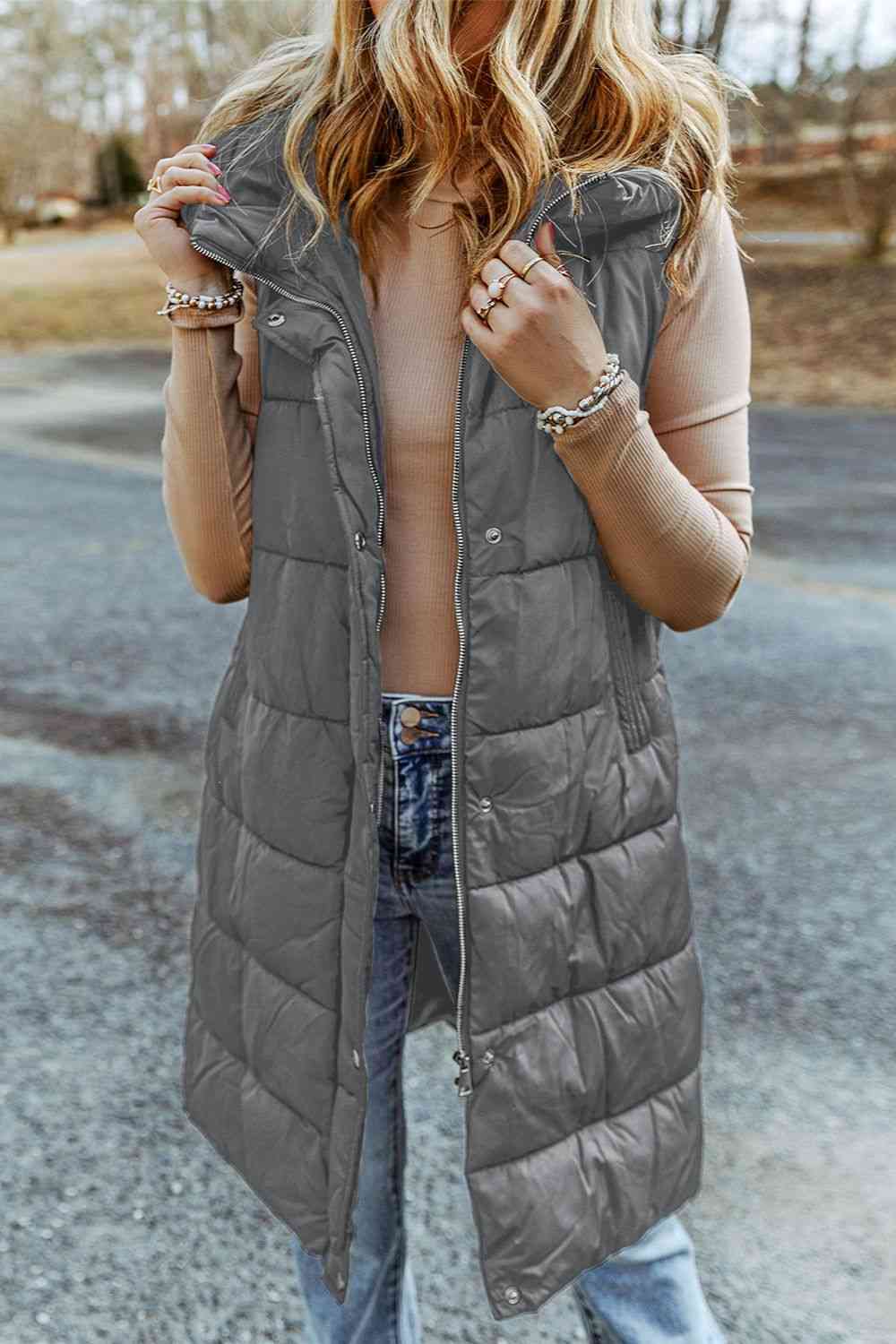 Longline Hooded Puffer Vest