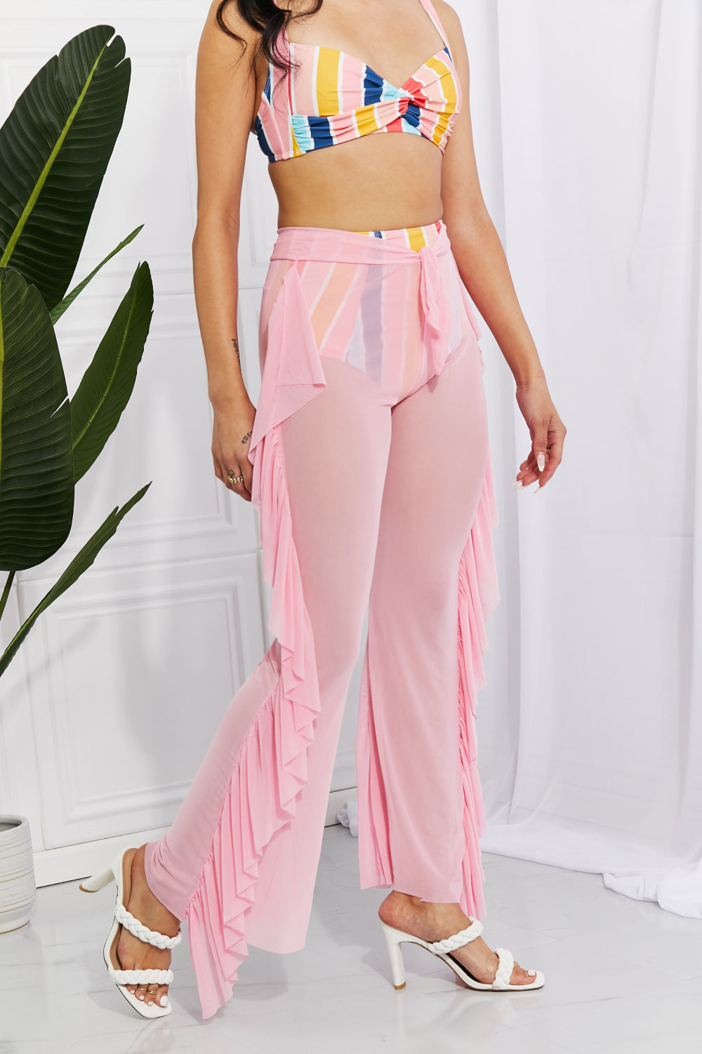 Take Me To The Water Mesh Ruffle Cover-Up Pants