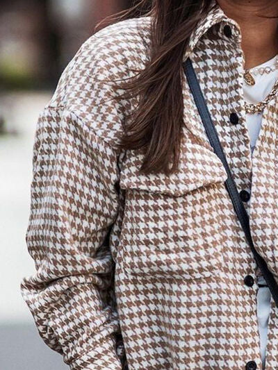 Houndstooth Dropped Shoulder Jacket