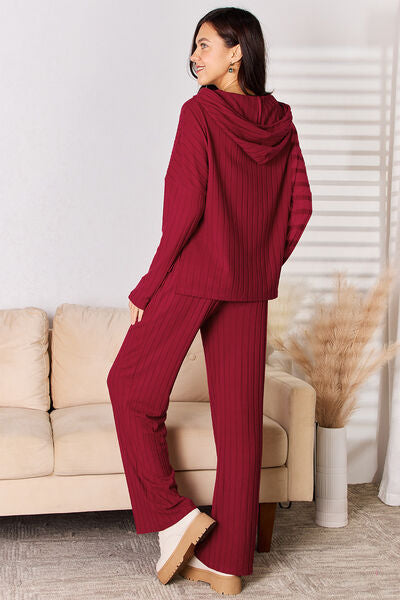 Ribbed Hoodie and Pants Set