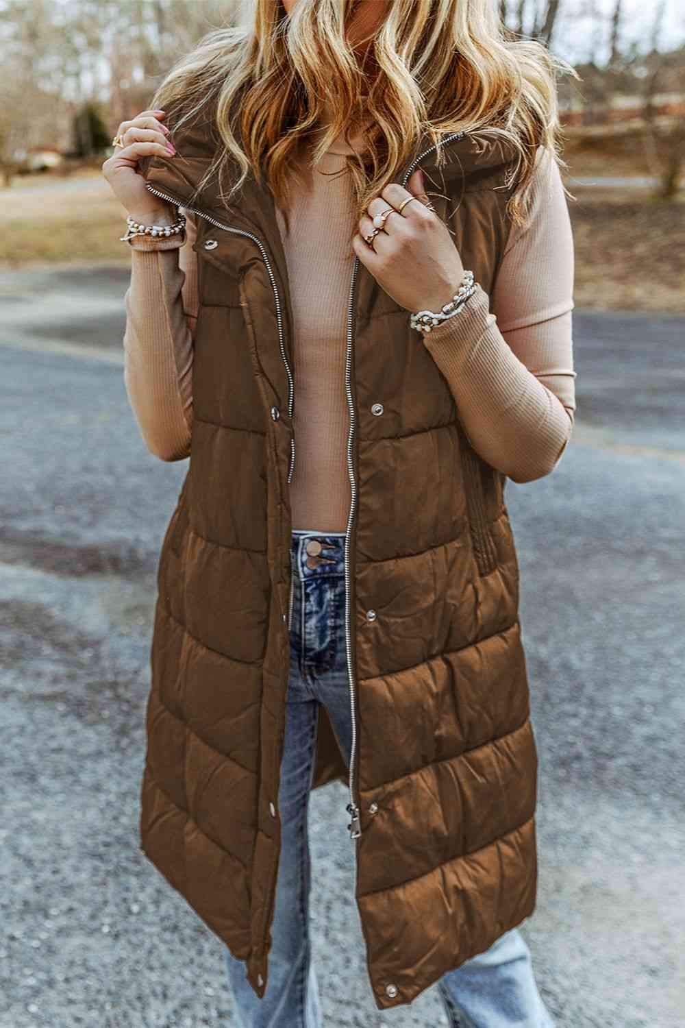 Longline Hooded Puffer Vest
