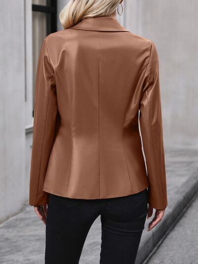 Buttoned Faux Leather Blazer