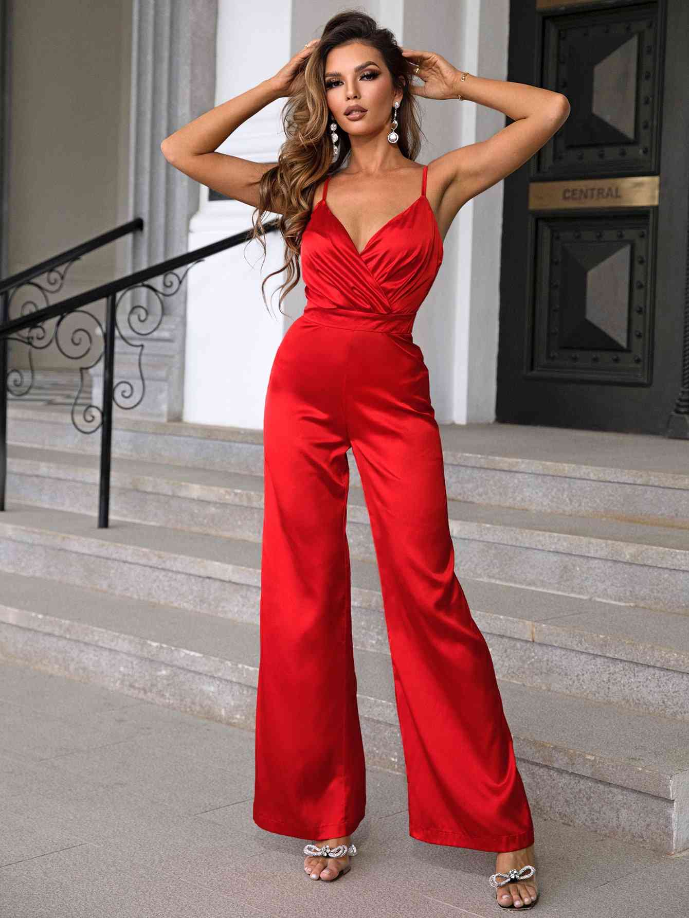 Red Wide Leg Jumpsuit