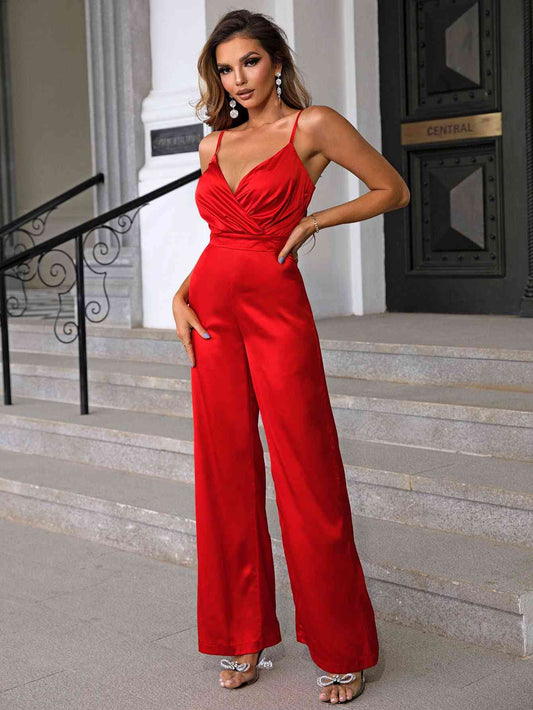 Red Wide Leg Jumpsuit