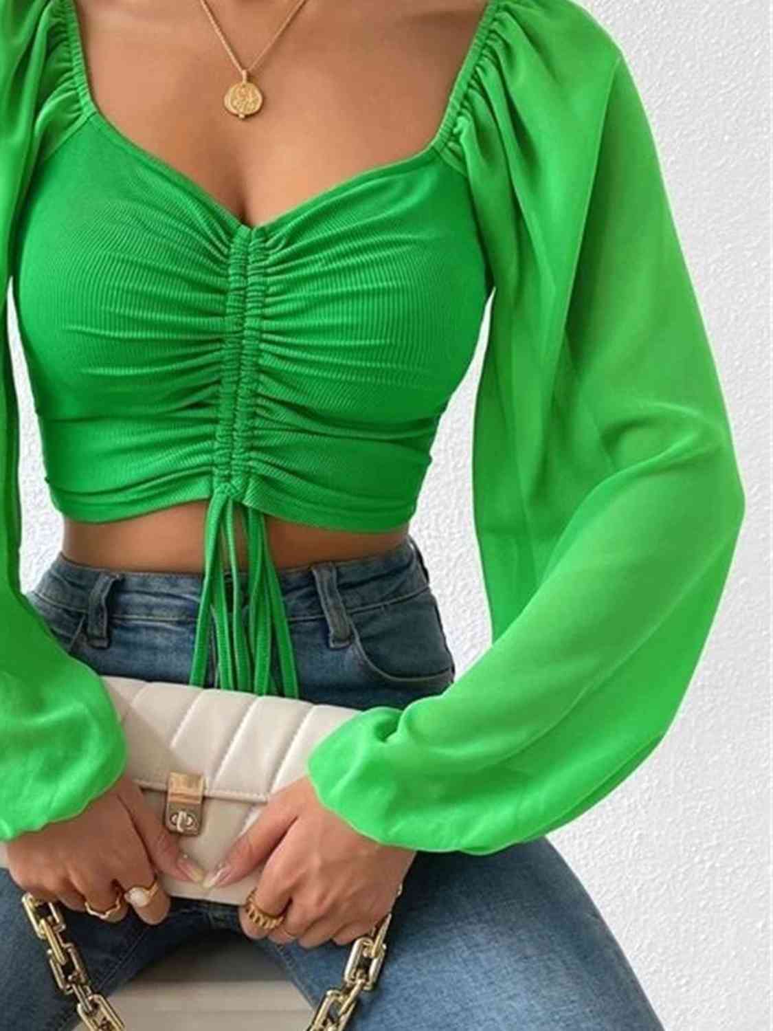 Drawstring Sweetheart Cropped Top