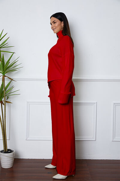 Turtleneck Asymmetrical Sweater Set
