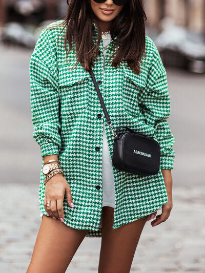 Houndstooth Dropped Shoulder Jacket
