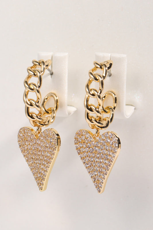 Heart C-Hoop Drop Earrings