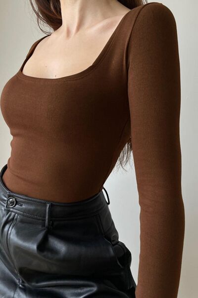 Square Neck Long Sleeve Top