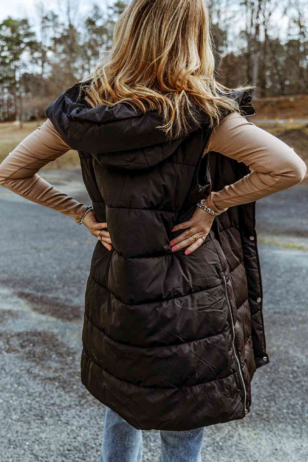 Longline Hooded Puffer Vest